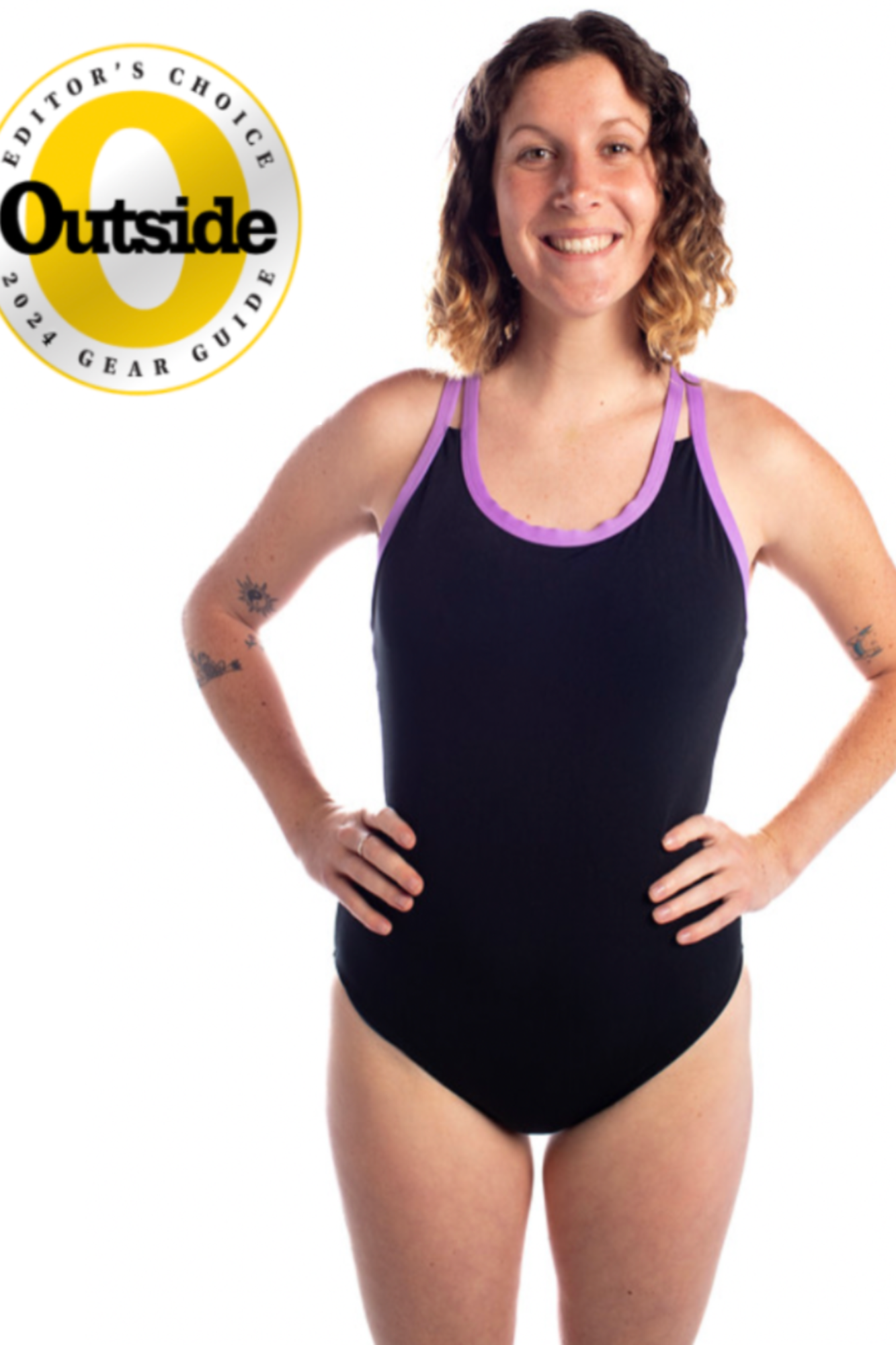 durable, eco-conscious, recycled material, adult bathing suit, outside gear guide winner for best exercise swimsuit
