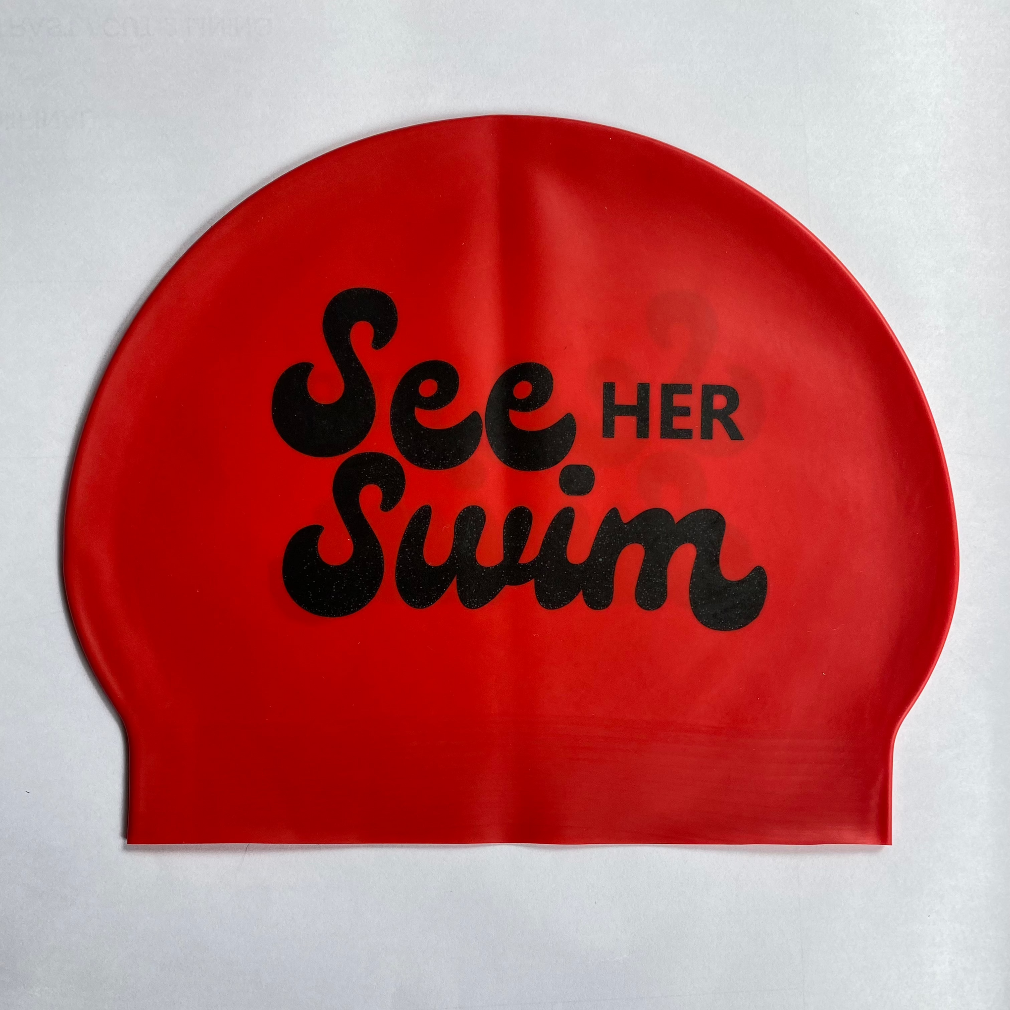 red latex swim cap