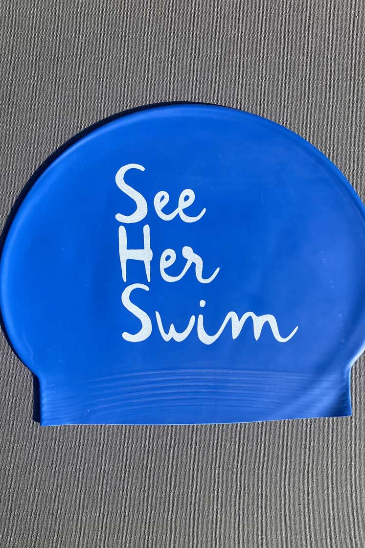 Light Blue Latex See Her Swim Cap