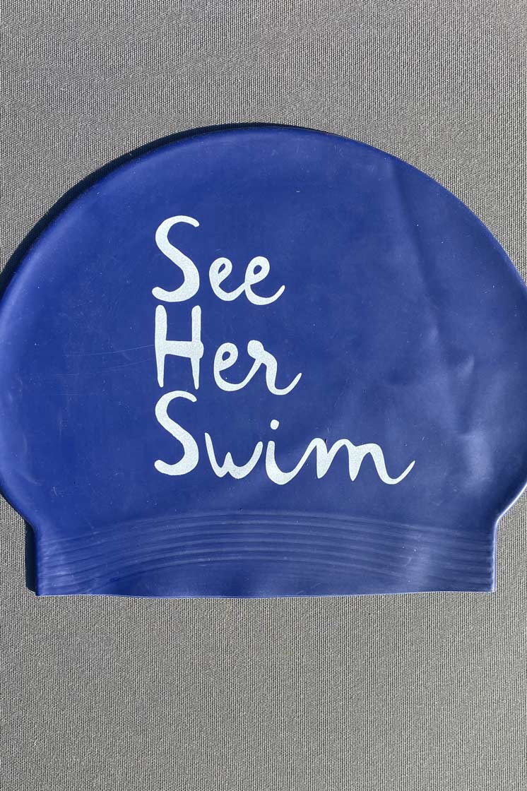 Black Latex See Her Swim Cap